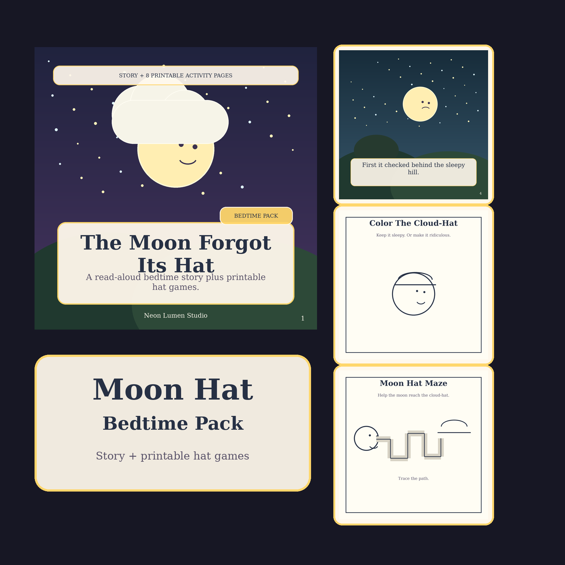 Preview of The Moon Forgot Its Hat Bedtime Pack