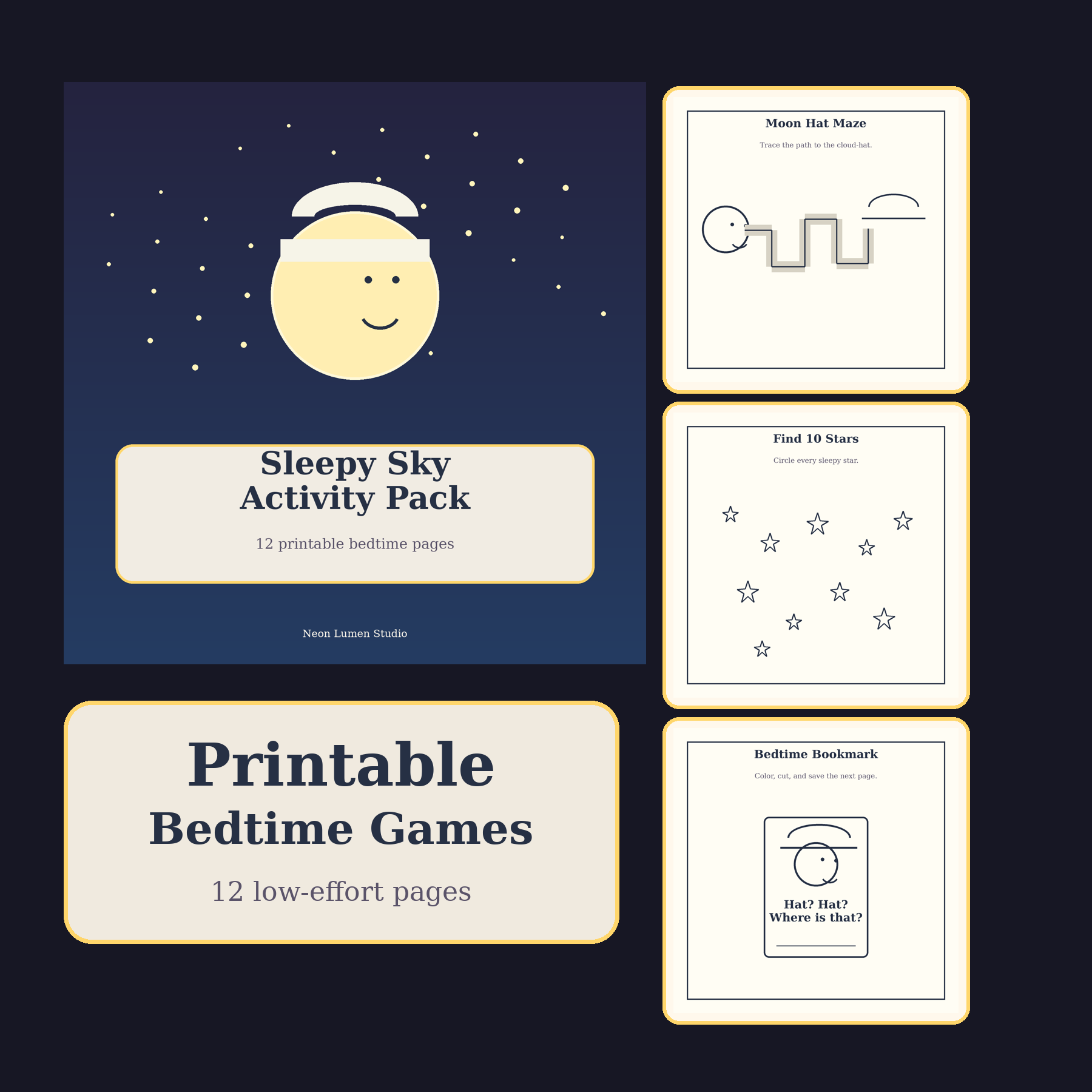 Preview of Sleepy Sky Bedtime Activity Mini Pack